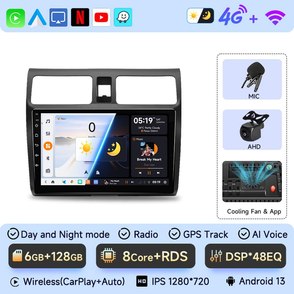 JIUYIN  Android 13 Car stereo Radio Multimidia Video Player Navigation GPS For Suzuki Swift 2003-2010 CarPlay DVD 2 din GPS