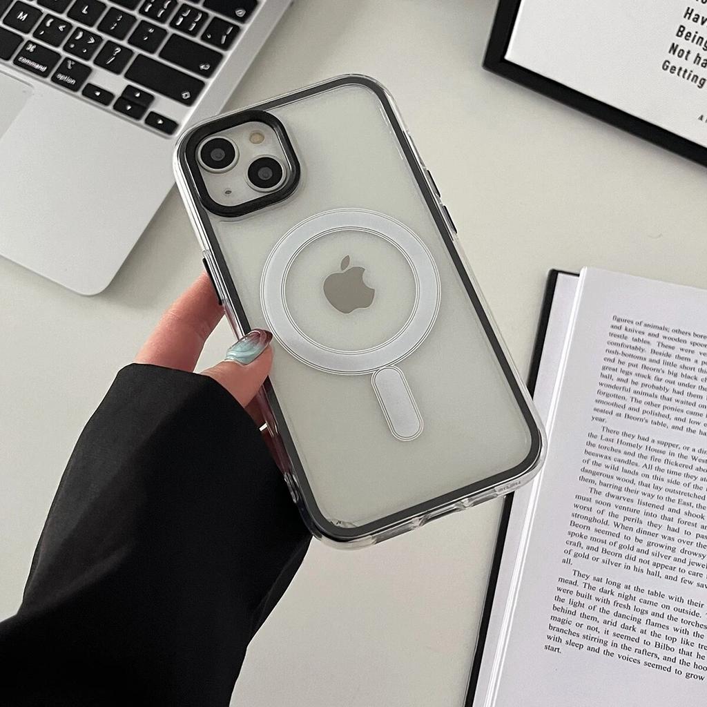 Luxusní průhledné akrylové magnetické zadní kryty pro iPhone 15 14 13 12 11 Pro Max Nárazuvzdorné barevné rámečky Magsafe Pouzdra na telefony Nové