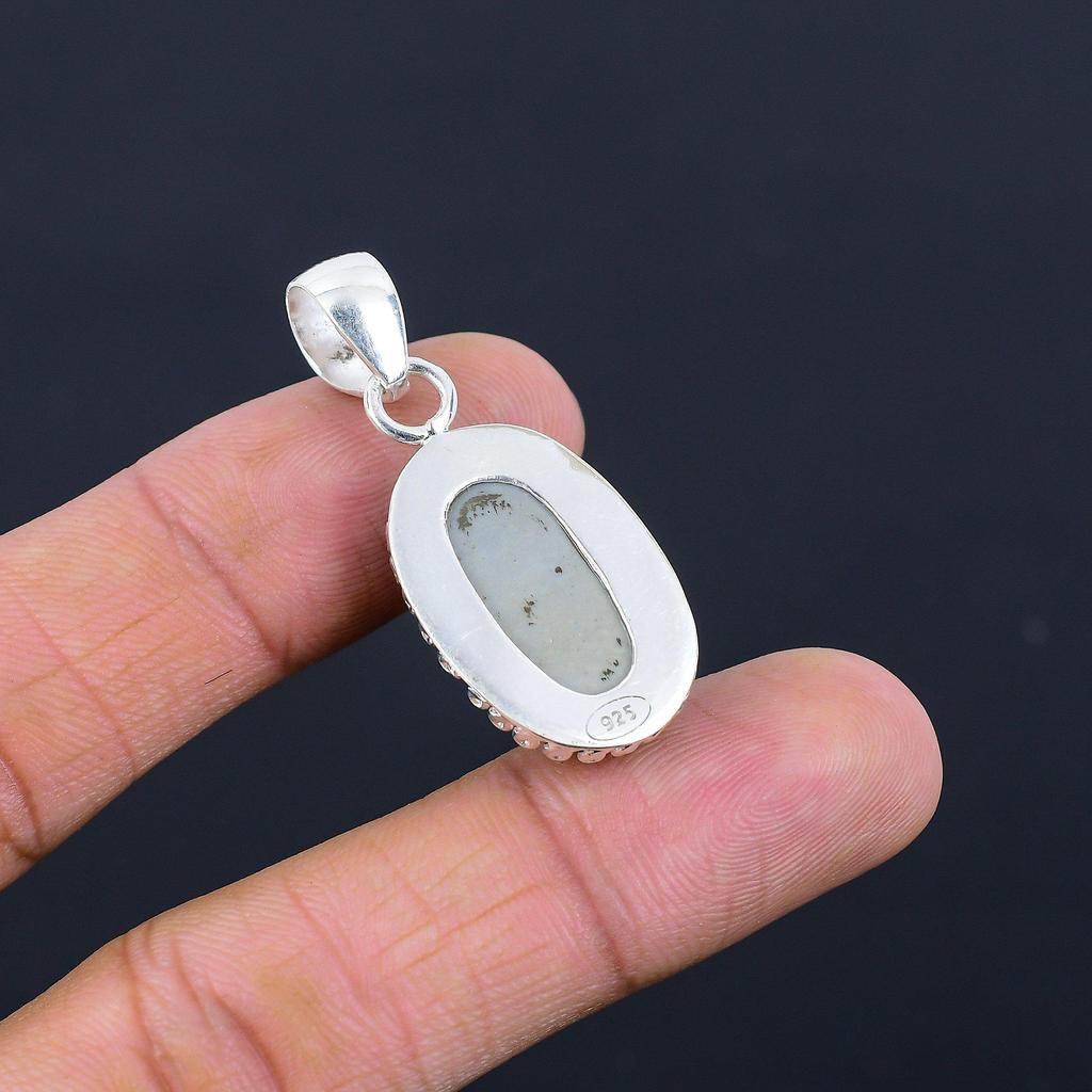 Oval Natural Polychrome Jasper Sterling Silver Bezel Sister Birthday New Pendant