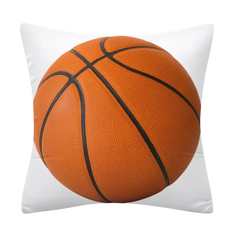 Football Basketball Rugby Double-Sided Printed Pillow Cover Short Plush Suitable Living Rooms Bedrooms Sofas Throw Cushion Cover