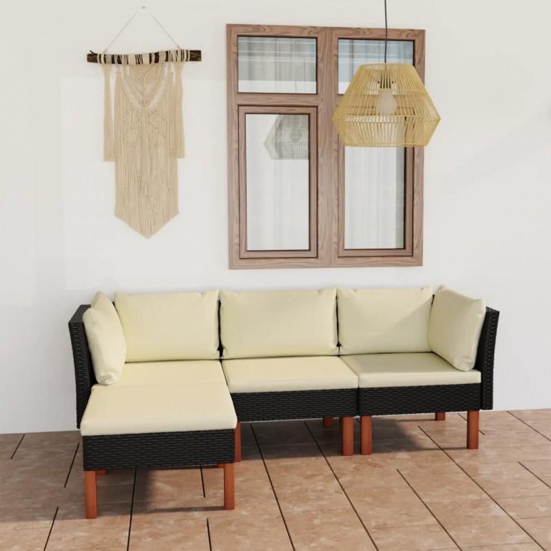 Day and Night - Day and Night 4-piece Garden Furniture Set and Black Synthetic Rattan Cushions