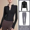Women's Long Sleeve Sports Yoga Jacket - Stand Collar Cardigan for Running, Fitness, and Pilates
