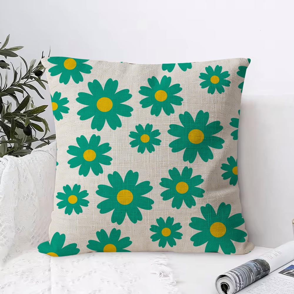 Spring and Summer Floral Cushion Cover Breathable Linen Pillow Cover SkinFriendly Home Decor Pillowcase with Hidden Zipper
