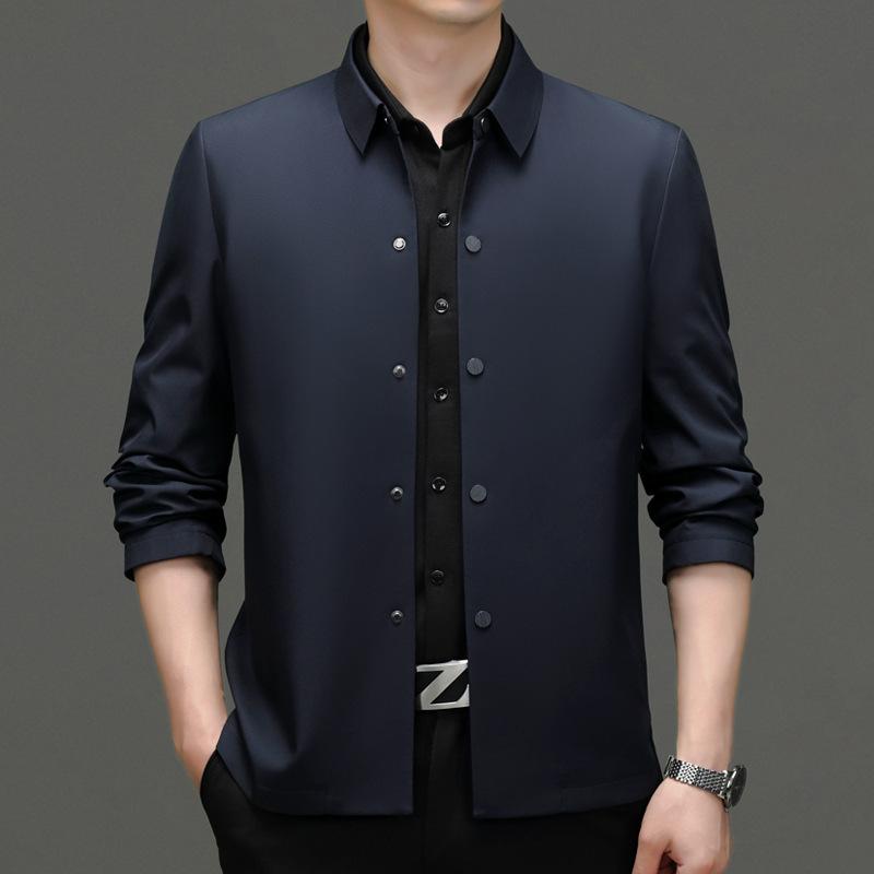 Men s Jacket Fashion Lapel Collar Casual Top Coat Loose Fit Casual Jacket M