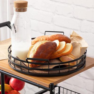 Wood Tray, Condiments Organizer with Double Handles ,Serving Table Organization, Bread Storage