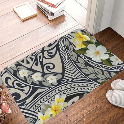 1PC Geometric Floral Pattern Kitchen Rug Non-Slip Door Mat Pop Design Bathroom Rug Bath Mat Carpet for Home Sink Laundry Decor