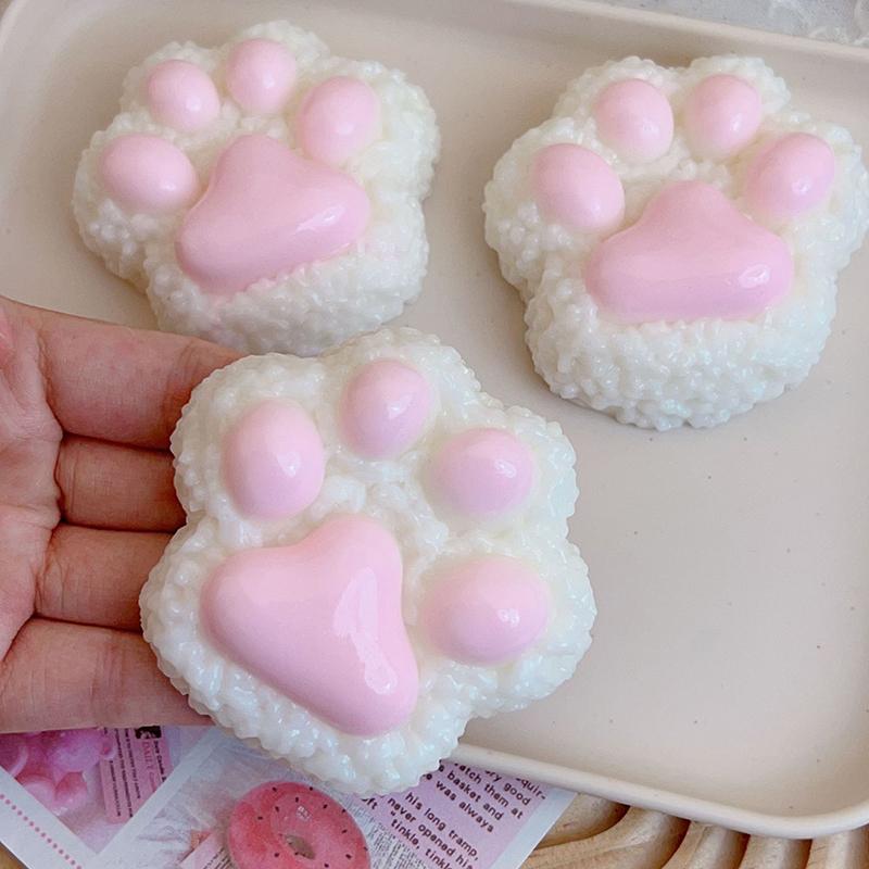 

1Pc Squeeze Cat Paw Rice And Vegetable Roll Toys Soft Sticky Stress Relief Relax Props Decompressing And Pinching Cat Paw Toy