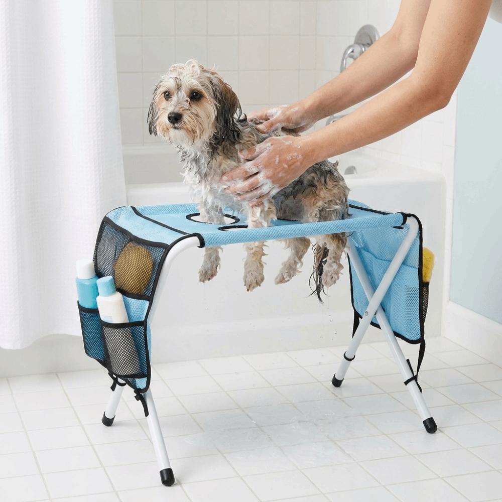 Quick-Dry Mesh Pet Grooming Table Non-Slip Dog Grooming Hammock Pet Washing Rack Hair Brushing