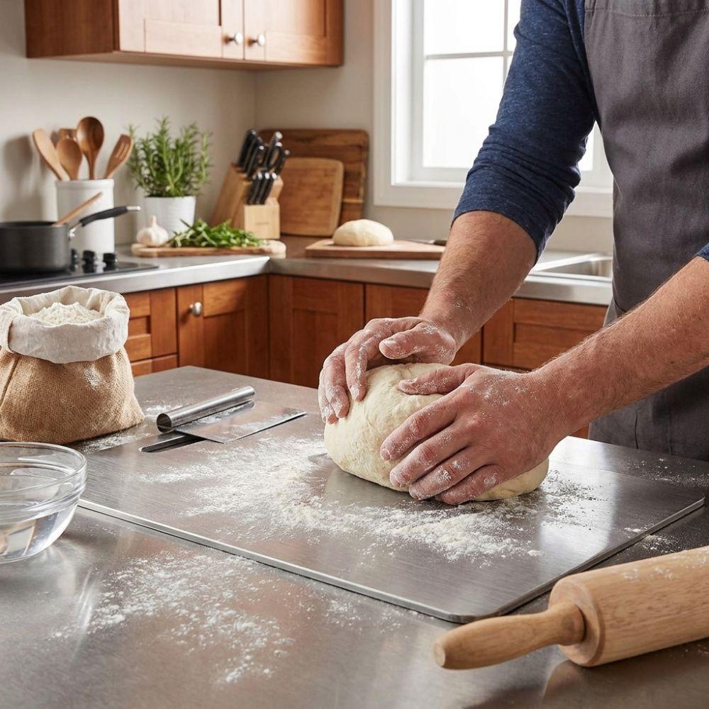 Double-Sided Stainless Steel Cutting Board Thickened Kneading Board Chopping Tray  Dough Kneading