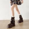 Black retro British style thick-soled thick-heeled Martin boots women's 2025 new autumn height-increasing and thin trousers short boots