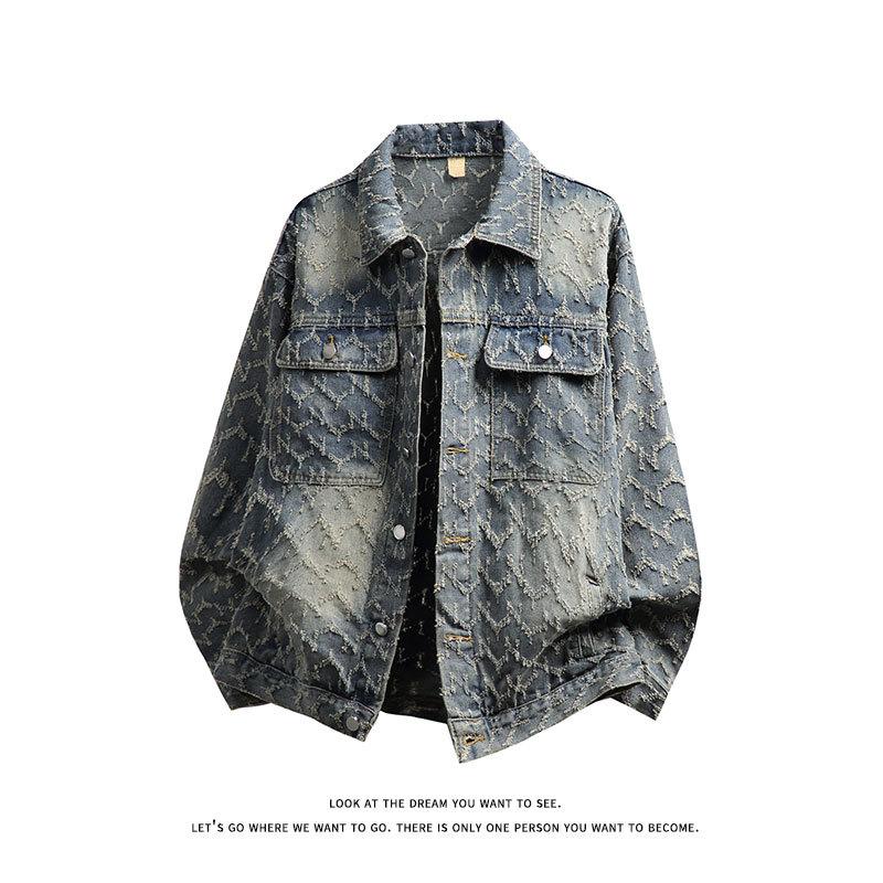 

Denim jacket men s and women s season loose trend jacquard trend casual jacket on clothes 3XL