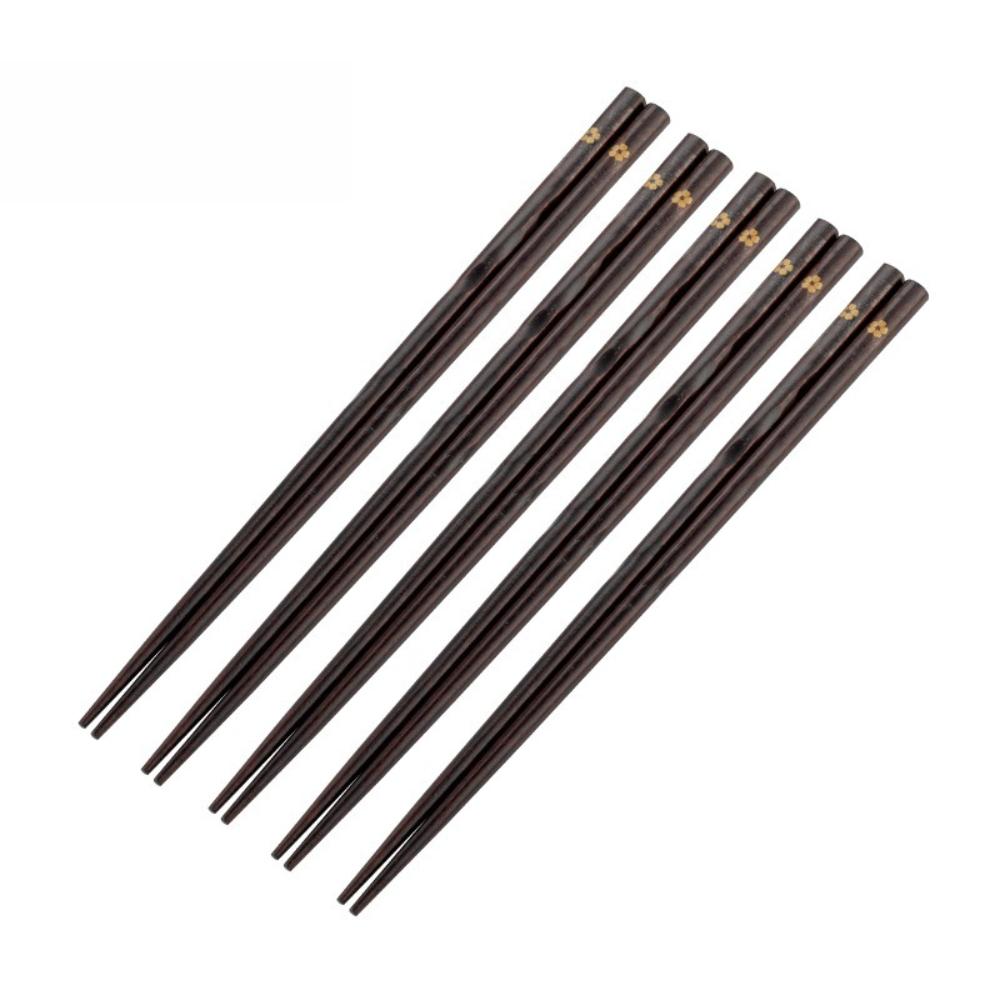 5 Pairs Japanese Wood Chopstick Nonslip Design Sushi Chopsticks Reusable Chinese Korean Cuisine Chopsticks for Restaurant Home