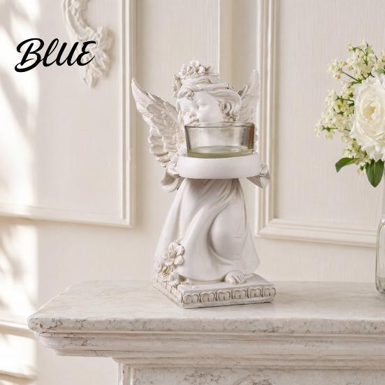 Angel Candle Holder Little Holder Resin Decorative Guardian Tea Light Statue With Retro
