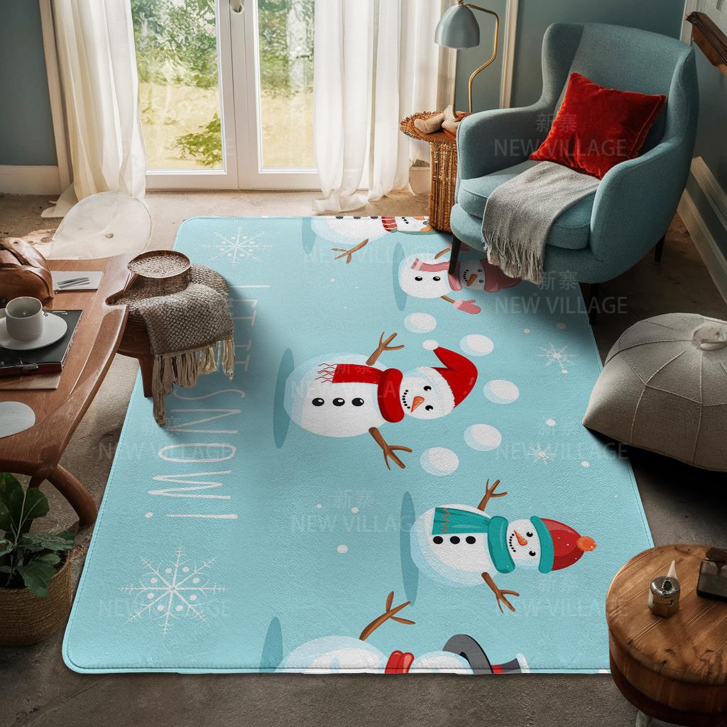 House Entrance Carpet Home Door Mat Living Room Bath Foot Bathroom Non-slip Water Absorption Rugs Bath Merry Christmas Winter
