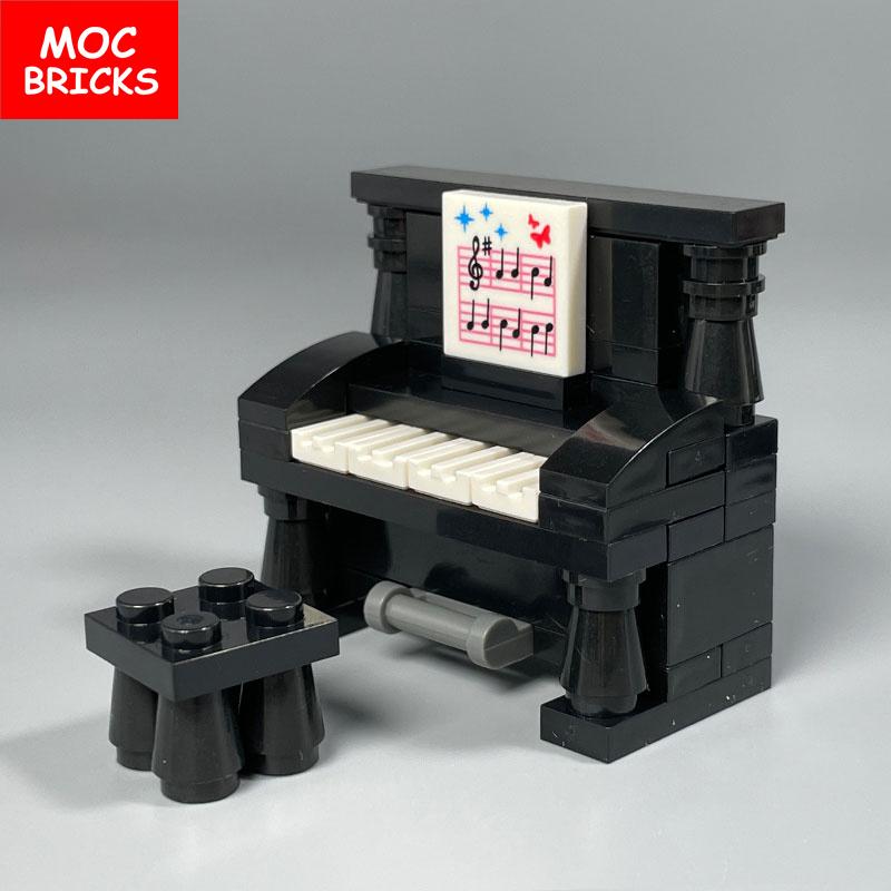 Non-Toxic Moc Bricks Suona Horn Music Score Singer Saxophone Bass Figure Musical Instruments Educatinal Building Blocks Kids Children Toys