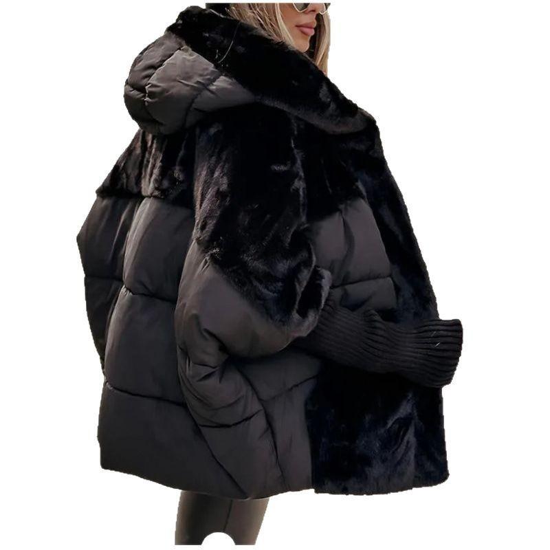 European and American TEMU hot sale autumn and winter women's loose new splicing cotton jacket
