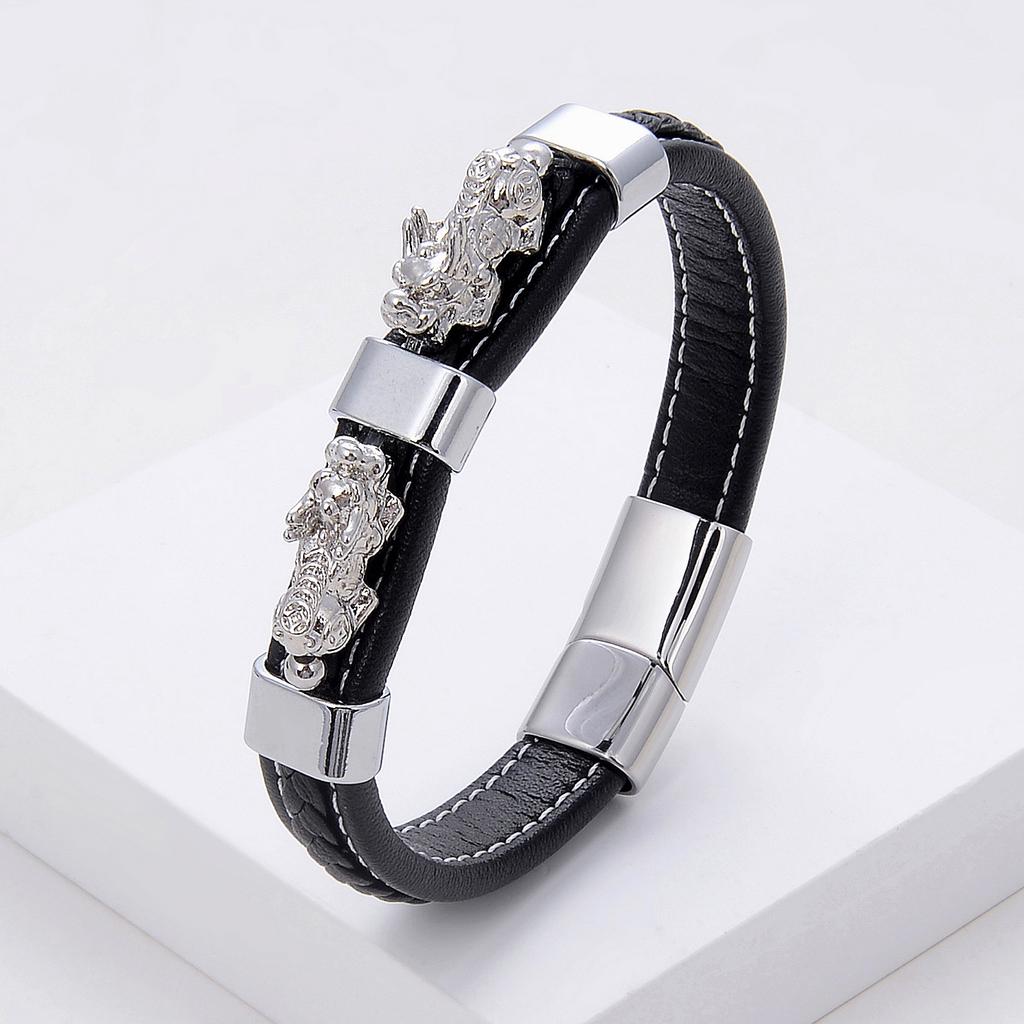 2026 Pibi Armband Retro Geflochtenes Lederseil Armband Magnetverschluss Armband Herrenschmuck