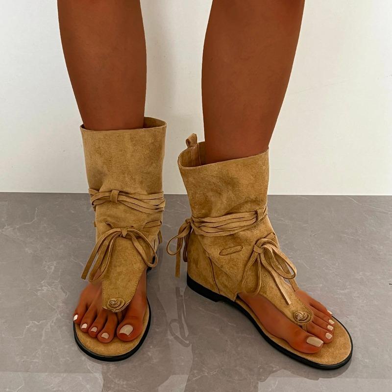 

Fashion 2025 New Ladies Shoes Slip-on Women s Sandals Fashion Lace-up Dress Summer Tassel Best Seller Pinch Toe Light Sandals Boots 35 хаки