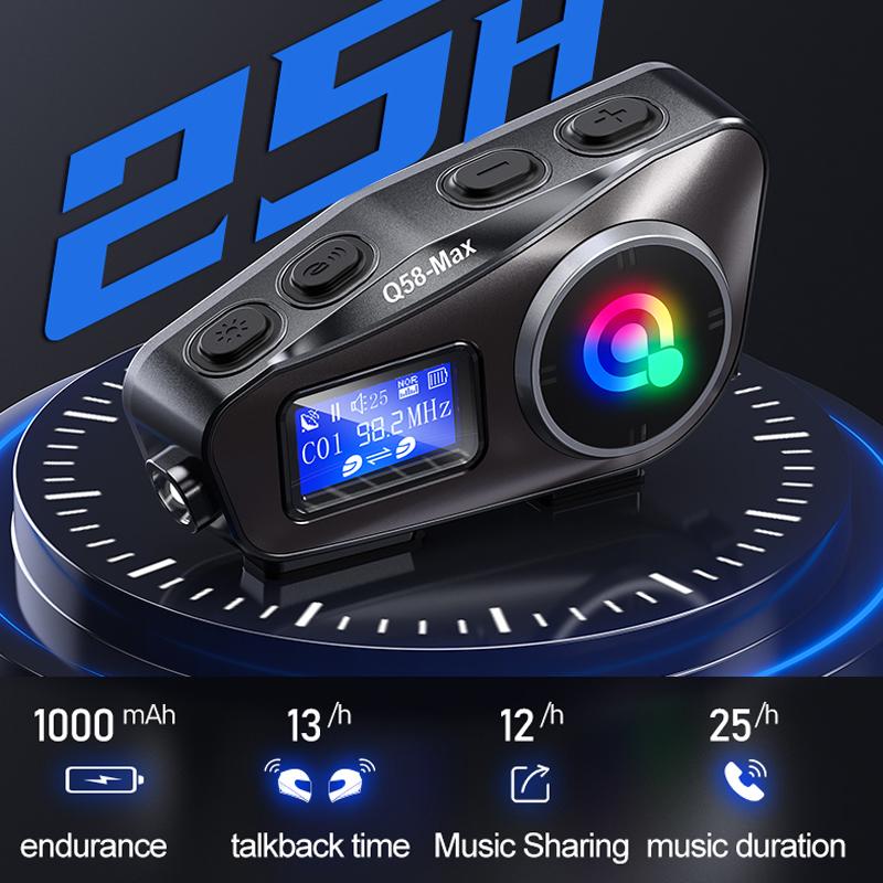 Kebidumei Q58 Max Motorcycle Helmet Bluetooth Intercom Support Music Sharing Intercom Distance 500 Meters with LED Lighting