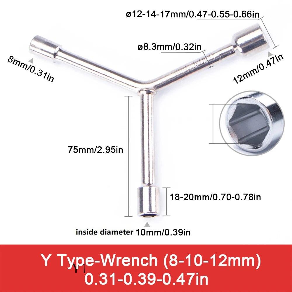 8 10 12mm High Quality Y Type Socket Wrench Bicycle Bike Y Wrench Sockets Multi-Standard Chrome Vanadium Steel Socket Wrench Set