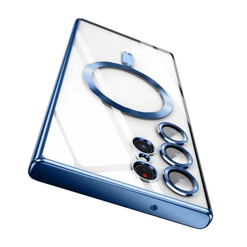 

Wireless Magnetic Plating Phone Cases For Magsafe Case Samsung Galaxy S25 S23 S24 Ultra S21 FE S22 Lens Protective Cover For Galaxy S21