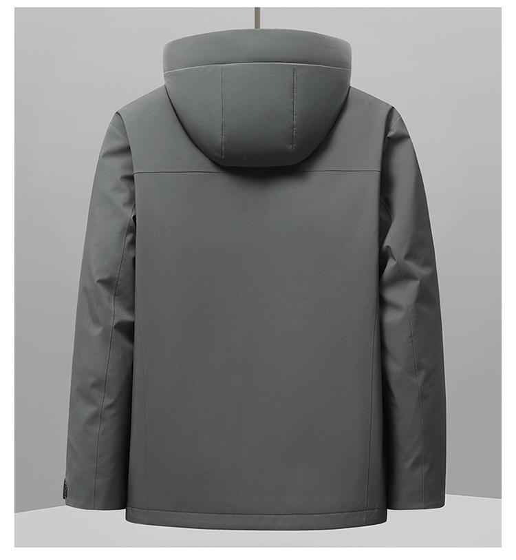 Men's Hooded Thickened Down Jacket with Detachable Liner - Warm Ski Suit for Middle-Aged and Young Adults