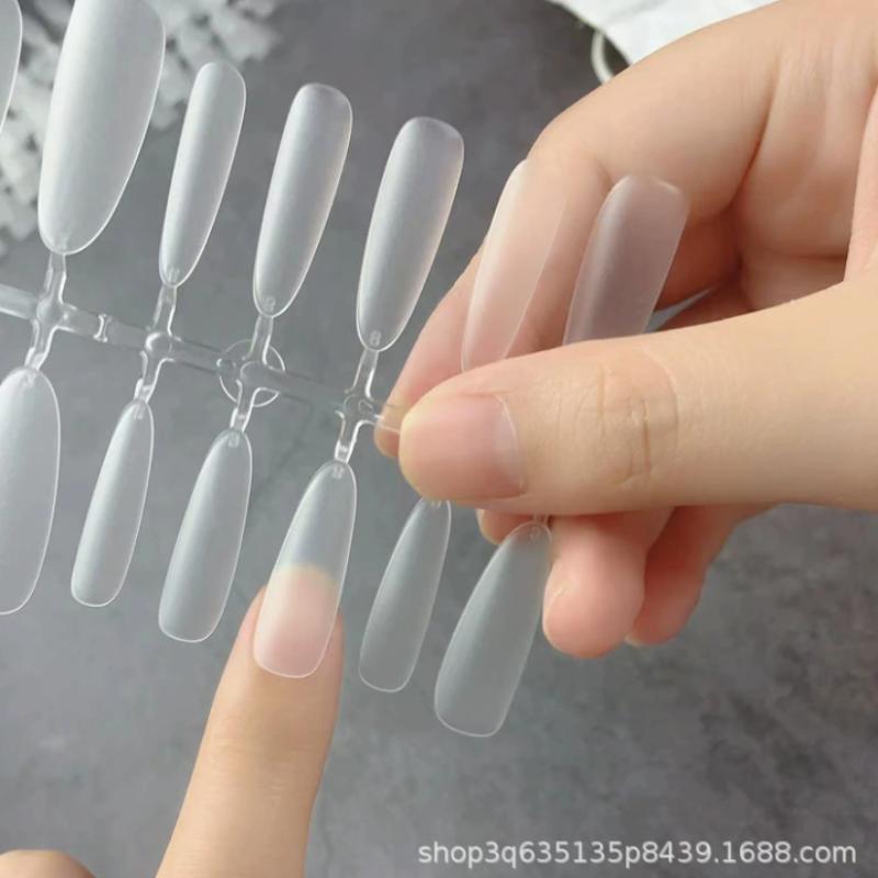 300Pcs/Bag Full Cover Press On Fake Nails Matte Ultrathin TransparentCoffin Tips Nails Extension Diy Practice Nail Tool
