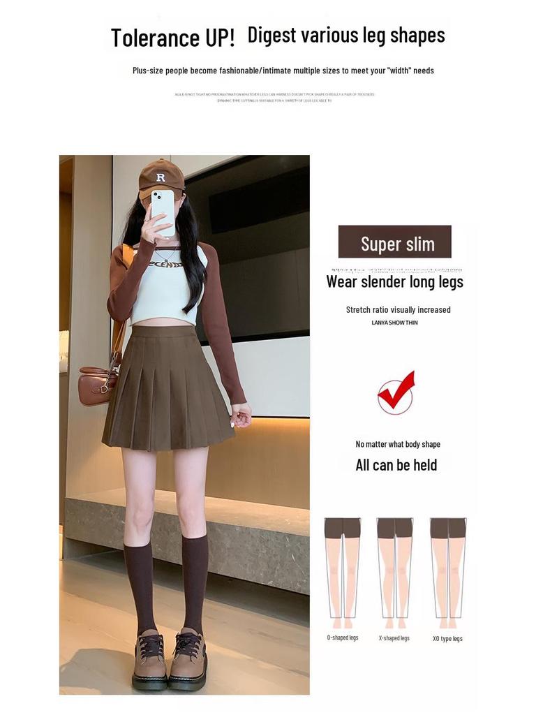 Wool Pocket Pleated Skirt for Women - High Waist, Thick, Retro, Short Skirt for Autumn & Winter