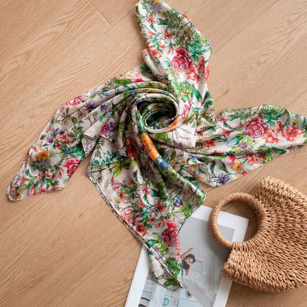 Mother's Day Gift Summer Thin Mulberry Silk Scarf Women's Long Strip High Grade Printed Shawl