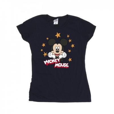 Damen/Damen Mickey Mouse Stars Baumwoll-T-Shirt
