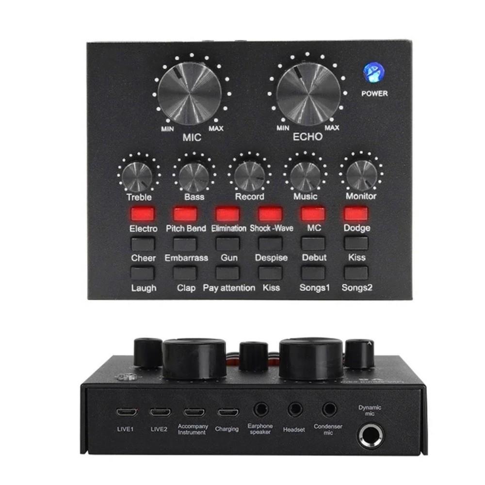 Audio Mixer V8 Sound Card Studio Record External Sound Card Durable Mic Sound Card  Webcast Live