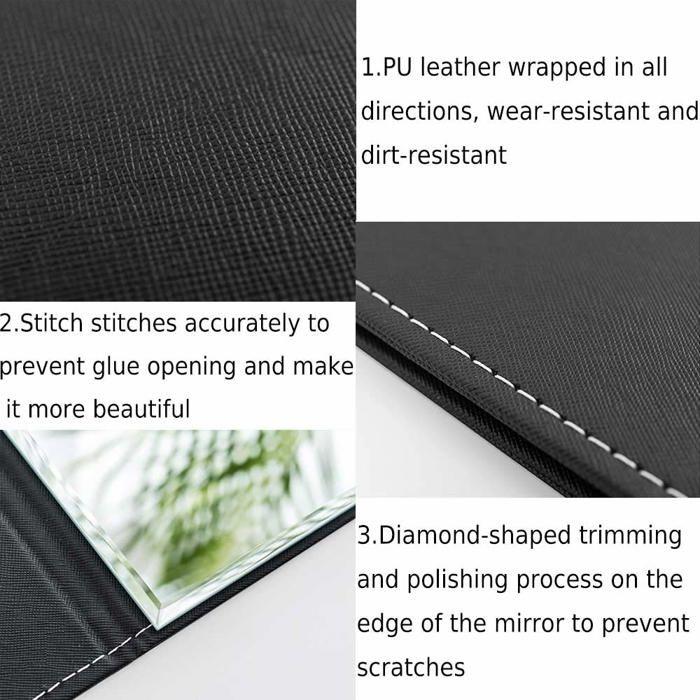 Miroir de poche - her kindness - her kindness - cuir pu - léger et compact - pliant avec support réglable