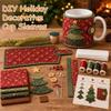 Holiday Quilted Mug Cover Craft Christmas Cozy Sewing Kit, DIY Fabric Kit with Festive Themed Kits Patterns, Sleeve Making for Beginners, Handmade