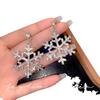 3pcs New Snow Flower Design Women Big Crystal Sliver Earring Hook Faux Inlaid Snowflake Dangle Drop Diamond Earrings