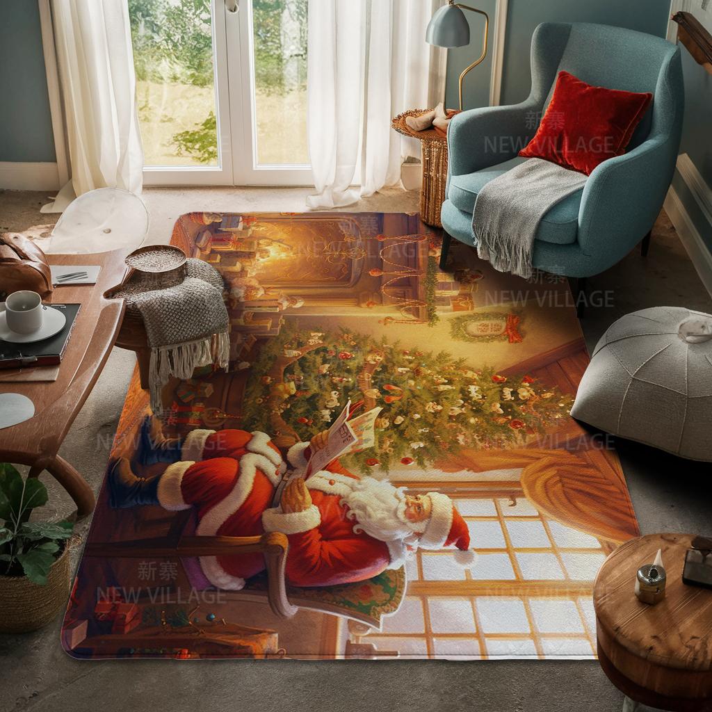 House Entrance Carpet Home Door Mat Living Room Bath Foot Bathroom Non-slip Water Absorption Rugs Bath Merry Christmas Winter