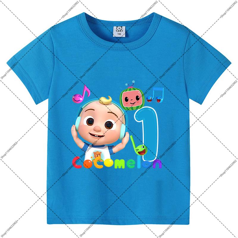 Cocomelons Sommerkleidung für Kinder Jungen Mädchen Geburtstag T-Shirts Cartoon Anime Muster Zahlen 1-9 Aufgedrucktes T-Shirt Mode Kurze Ärmel