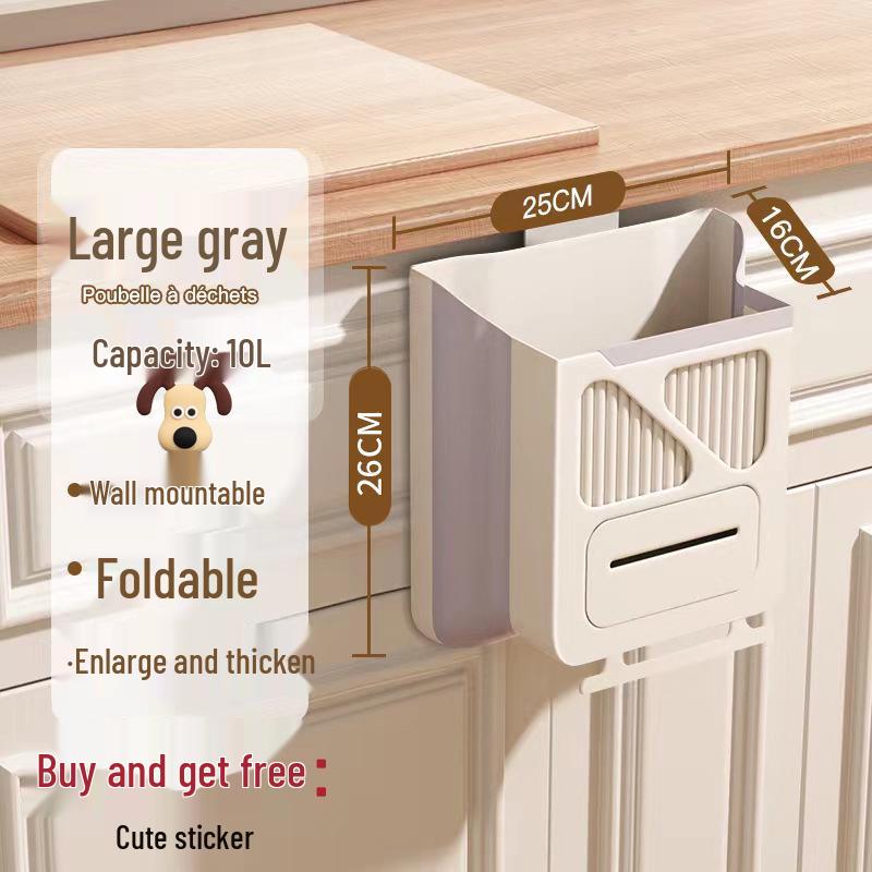 Punch-Free Wall-Mounted Foldable Trash Can for Kitchen and Bathroom.