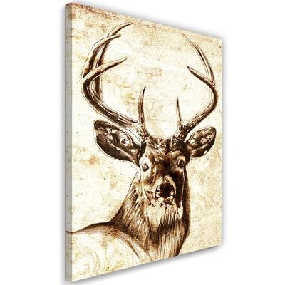 Canvas Print, Painted Vintage Brown Deer