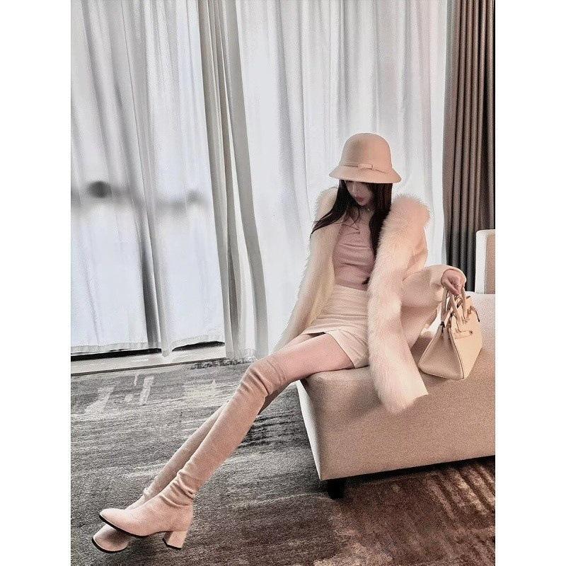 Over Knee Boots Women's Head Thick High Heel Shoes Small Skinny Boots Tall Stretch Boots