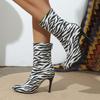 Leopard Print Sexy High-heeled Fashion Boots Women's 2025 Winter New Thin Heel Slimming Large Size Pointed Toe Booties