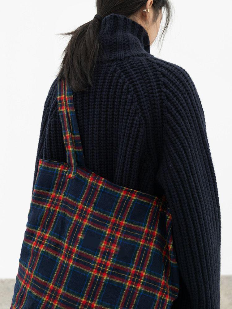 Red & Blue Plaid Wool Crossbody Shoulder Bag - Women's Trendy Two-Way Handbag (2025)