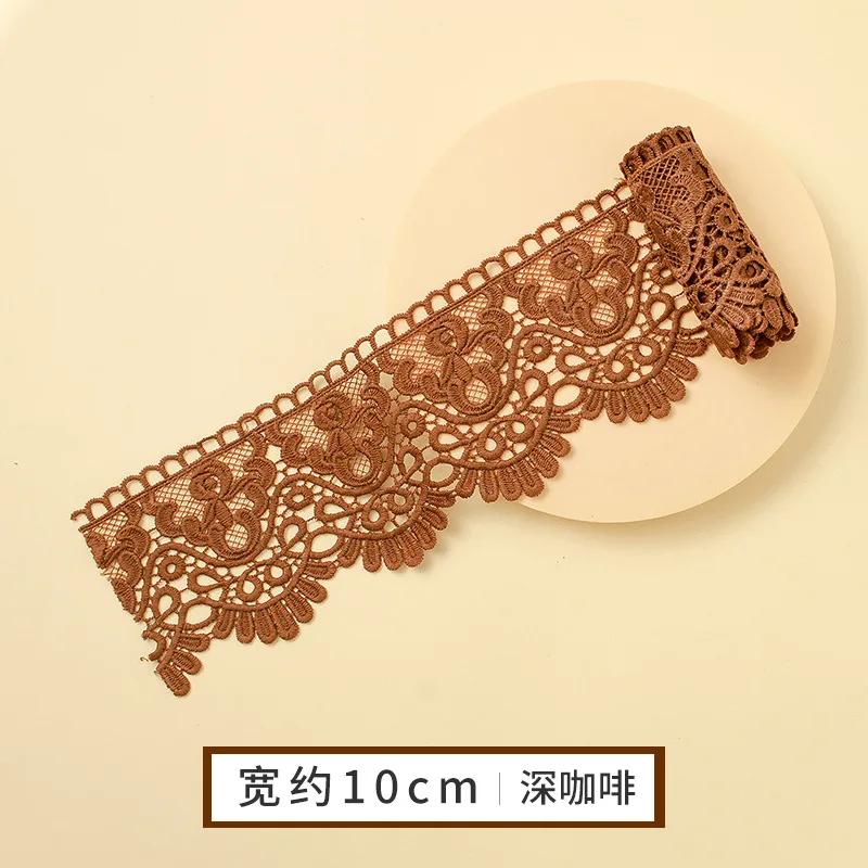 Colorful Hollow Out Floral Embroidered Lace Ribbon DIY Apparel Sewing Fabric 10cm Wide Handmade Crafts Water Soluble Lace Tape