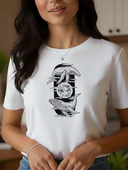 Whale T-shirt. Cool 4XL
