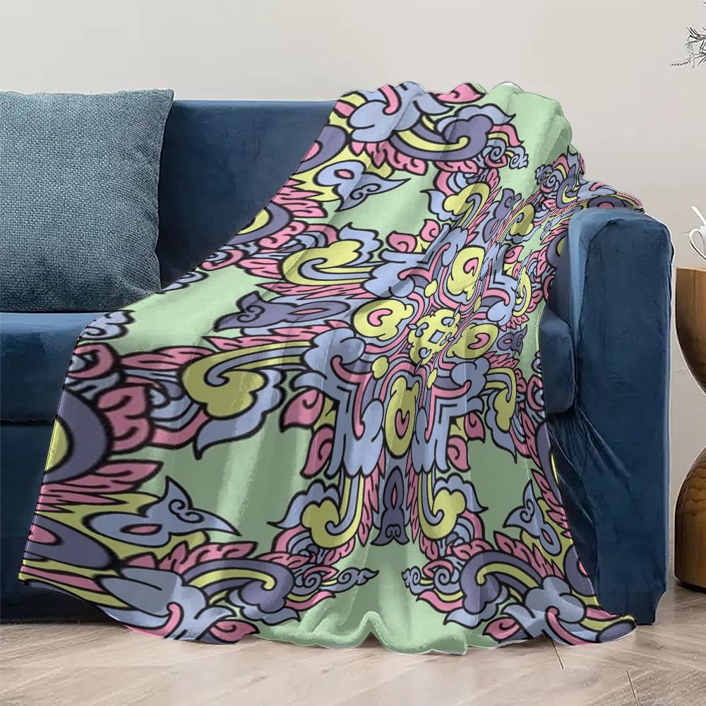 Vibrant Floral Paisley Pattern Throw Blanket Decorative Sofa Bed Blanket Kids Teens Gift Home Decor Cushion Cover