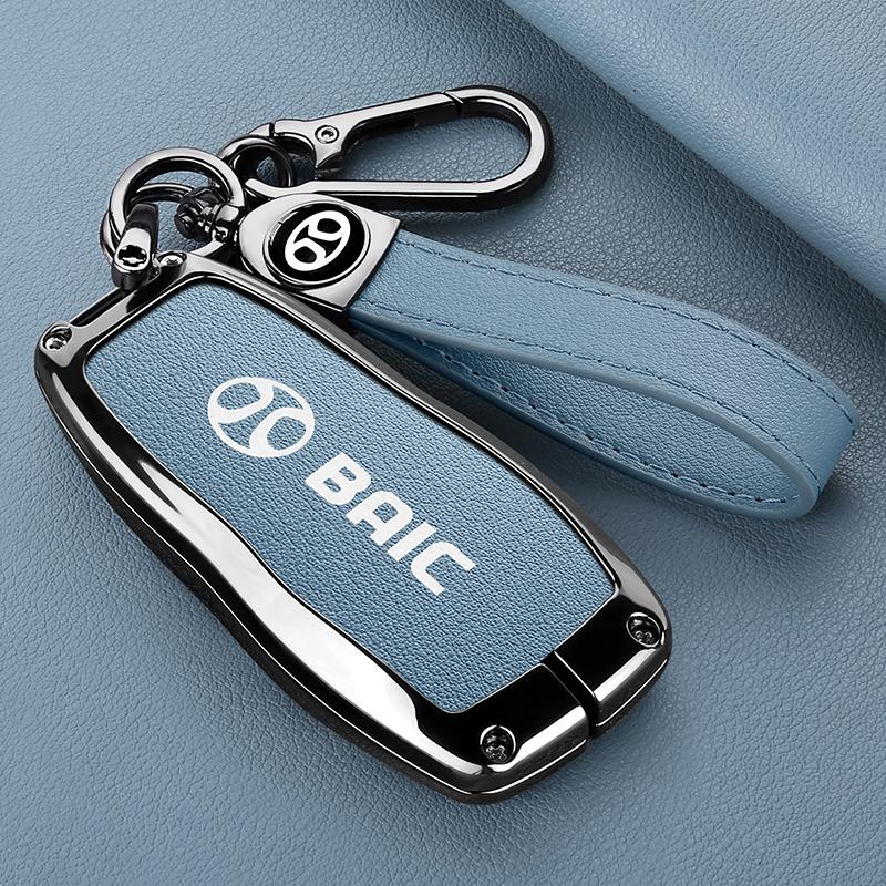 Car Key Case Baic Bj30 Bj40 Bj80 Bj90 U7 X7 Senova X25 X35 X55 X65 Ex5 Eu5 Ec5 Keychain Zinc Alloy Leather Car Remote Key Case