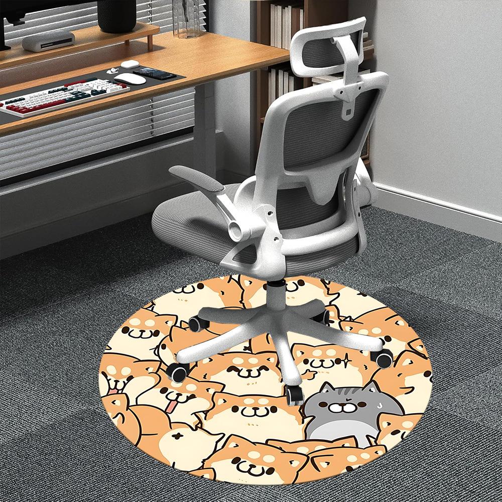 

1pc Shiba Inu Dog Office Round Area Rug, Indoor Mat Suitable ForOffice, Under Office Chairs Bedroom Living Room Home Decor, Room Deco n65 80cm by 80cm