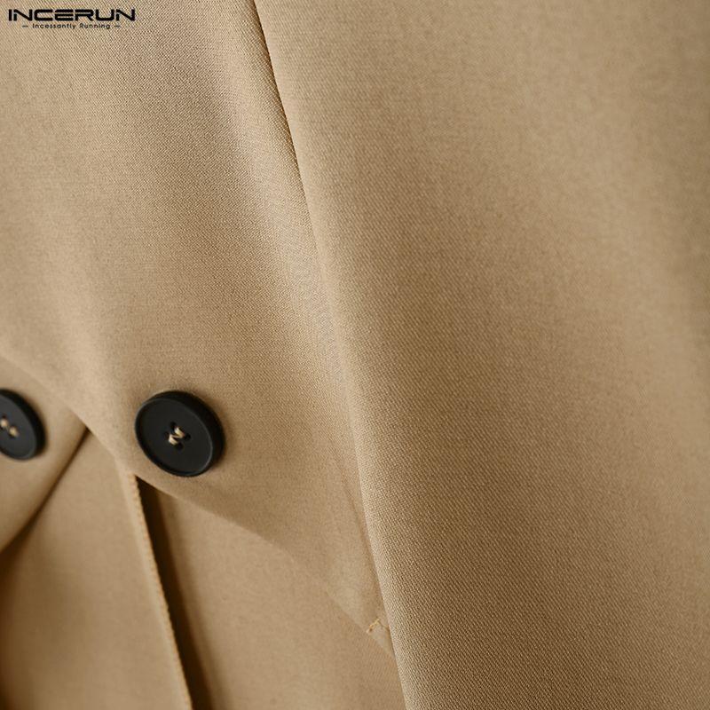 INCERUN Men Lapel Long Sleeve Irregular High Low Splits Ruffled Long Tunic Blazer Coats