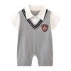 Trendy Summer Lapel Baby Boy Romper – Stylish Infant Crawling Suit for One-Year-Olds