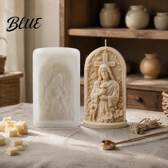 Easy Release Wax Silicone Making Candle Mold Jesus 3D Sculpture Molds Good Shepherd Virgin Religious