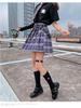 Gentle JK Plaid Pleated Skirt - High Waist Japanese School Uniform for Women